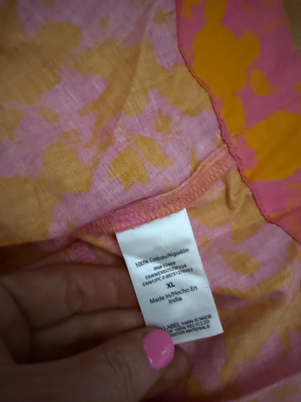 Free Assembly NWOT❗️Shirred Neck Pink Orange Floral Short Sleeve Shift Dress - Picture 5 of 6
